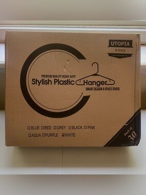 Utopia Home White Stylish Plastic Hangers -
Pack of 30